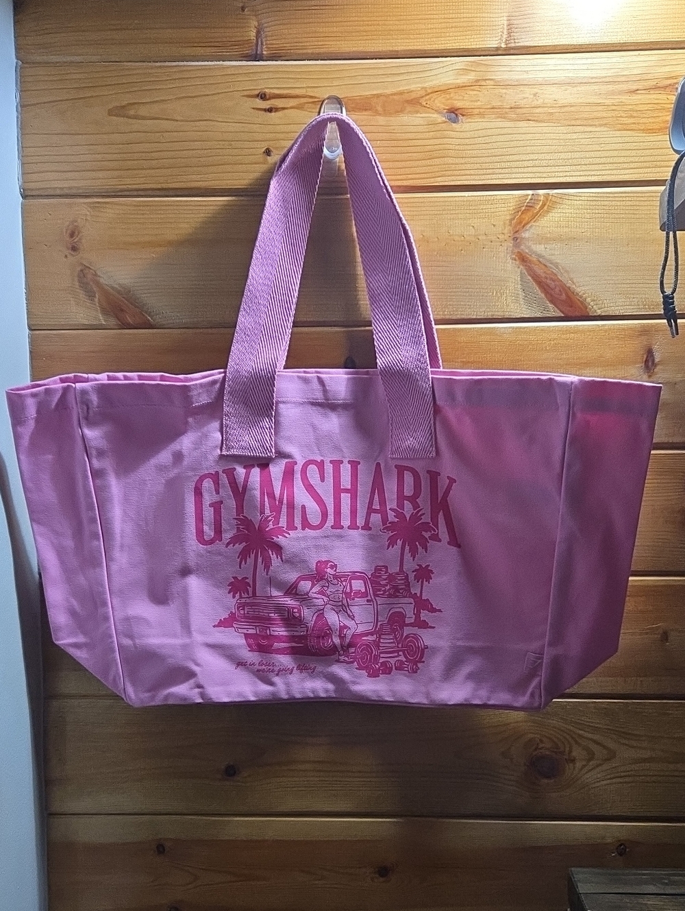 Gymshark Nwt Large Pink Canvas Tote Bag Get In Loser Bag